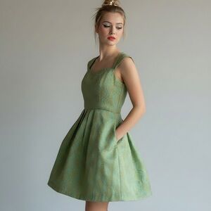 Annabella Green Geometric Mini Dress